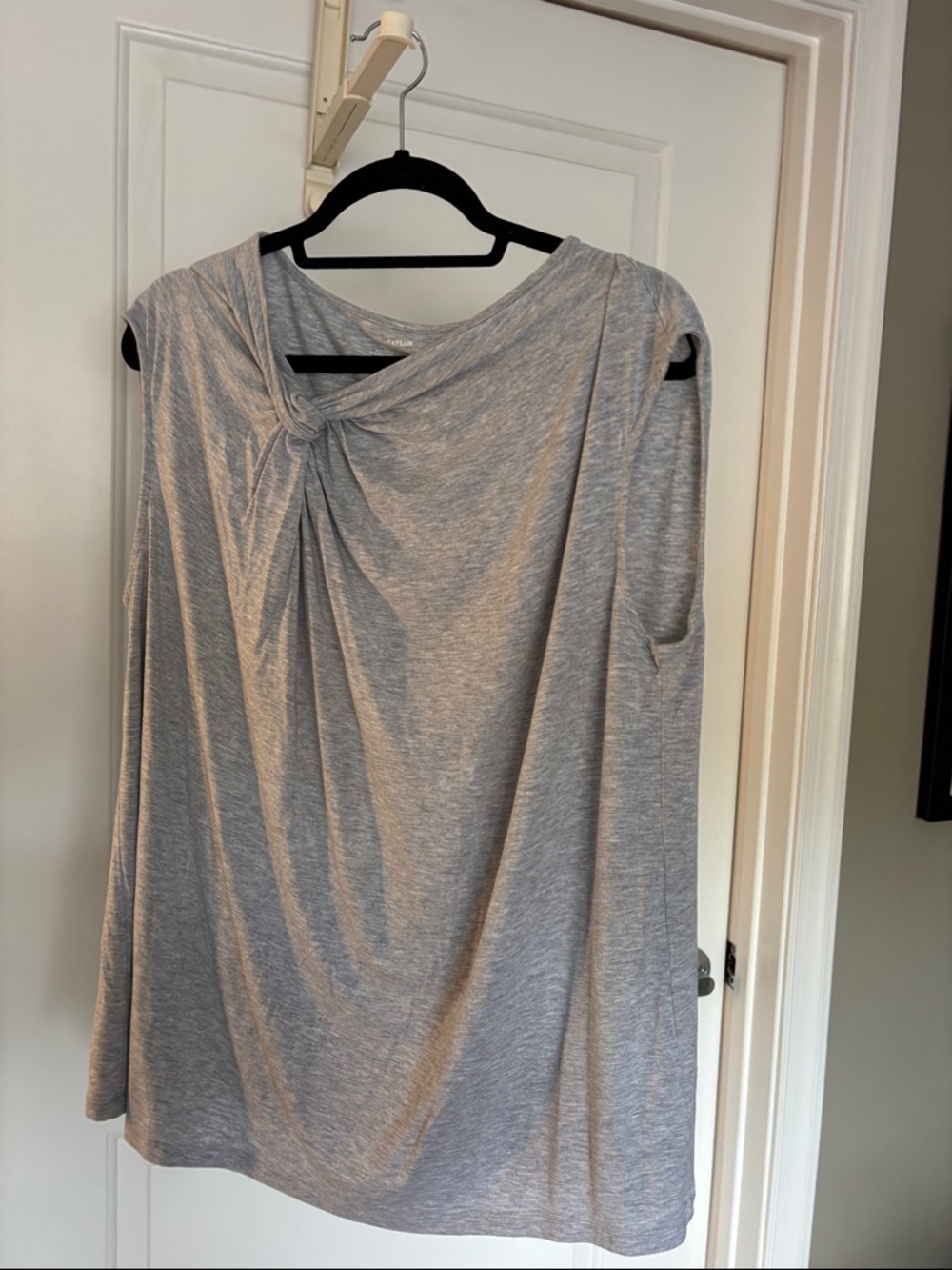 Lord & Taylor Heather Gray Sleeveless Knot Top